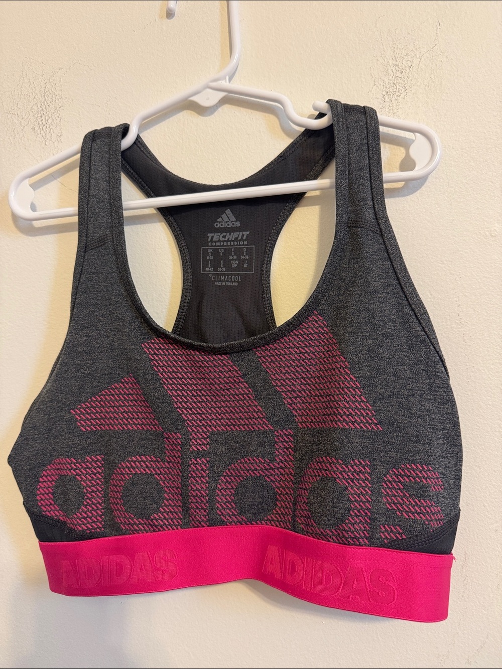 adidas Dark Gray & Pink Racerback Sports Bra